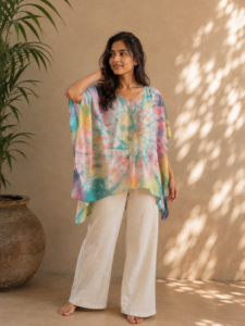 tie and dye poncho tropical
