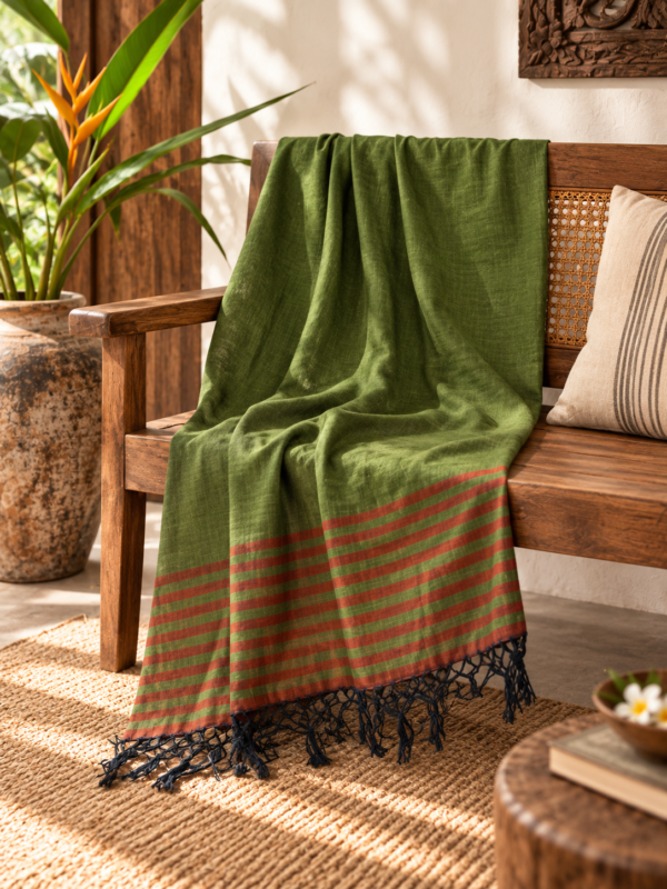 Green and terracotta HL shawl Handloom shawl